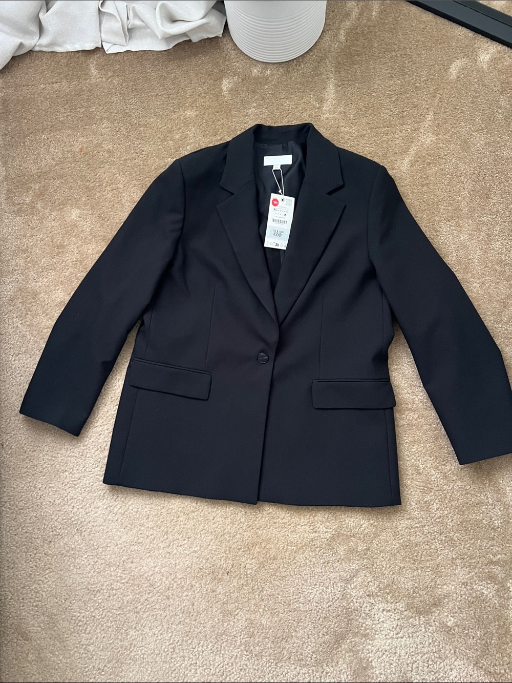 Zara Black Single-Button Tailored Blazer